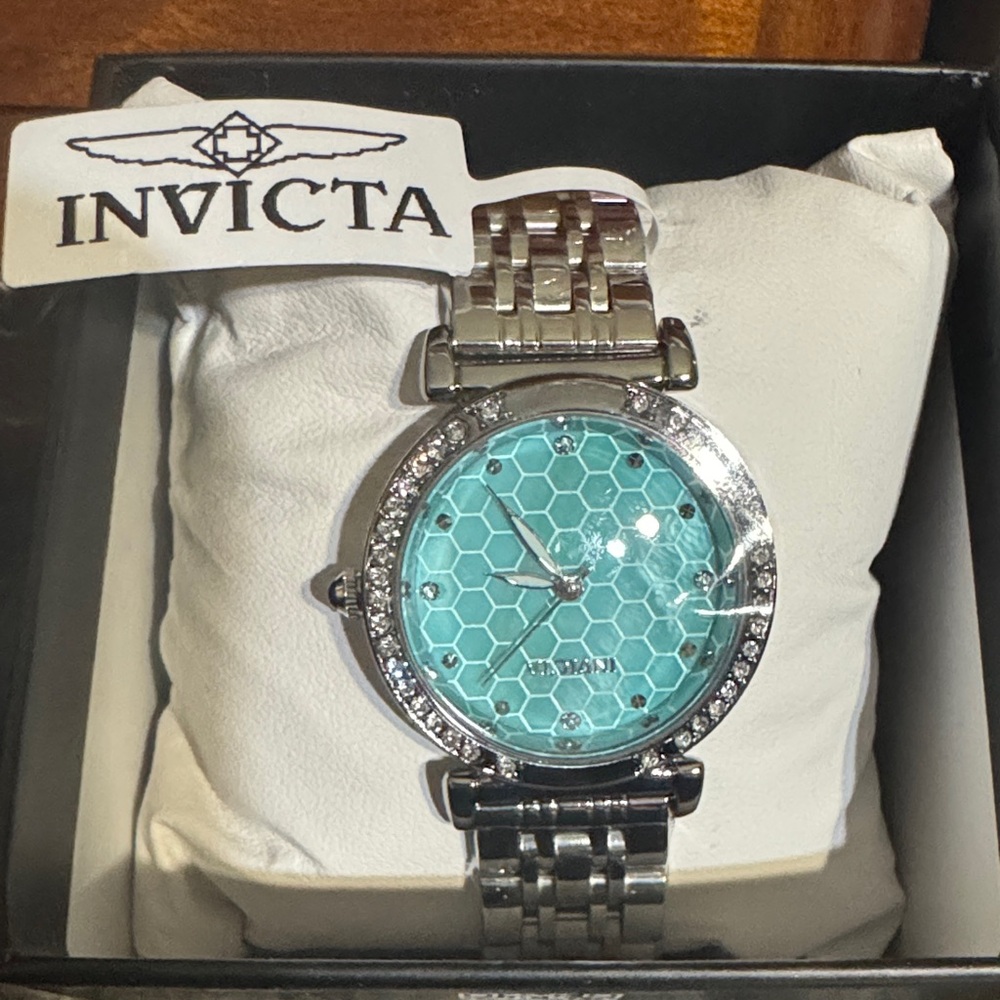 Invicta Silver Watch with Blue Face